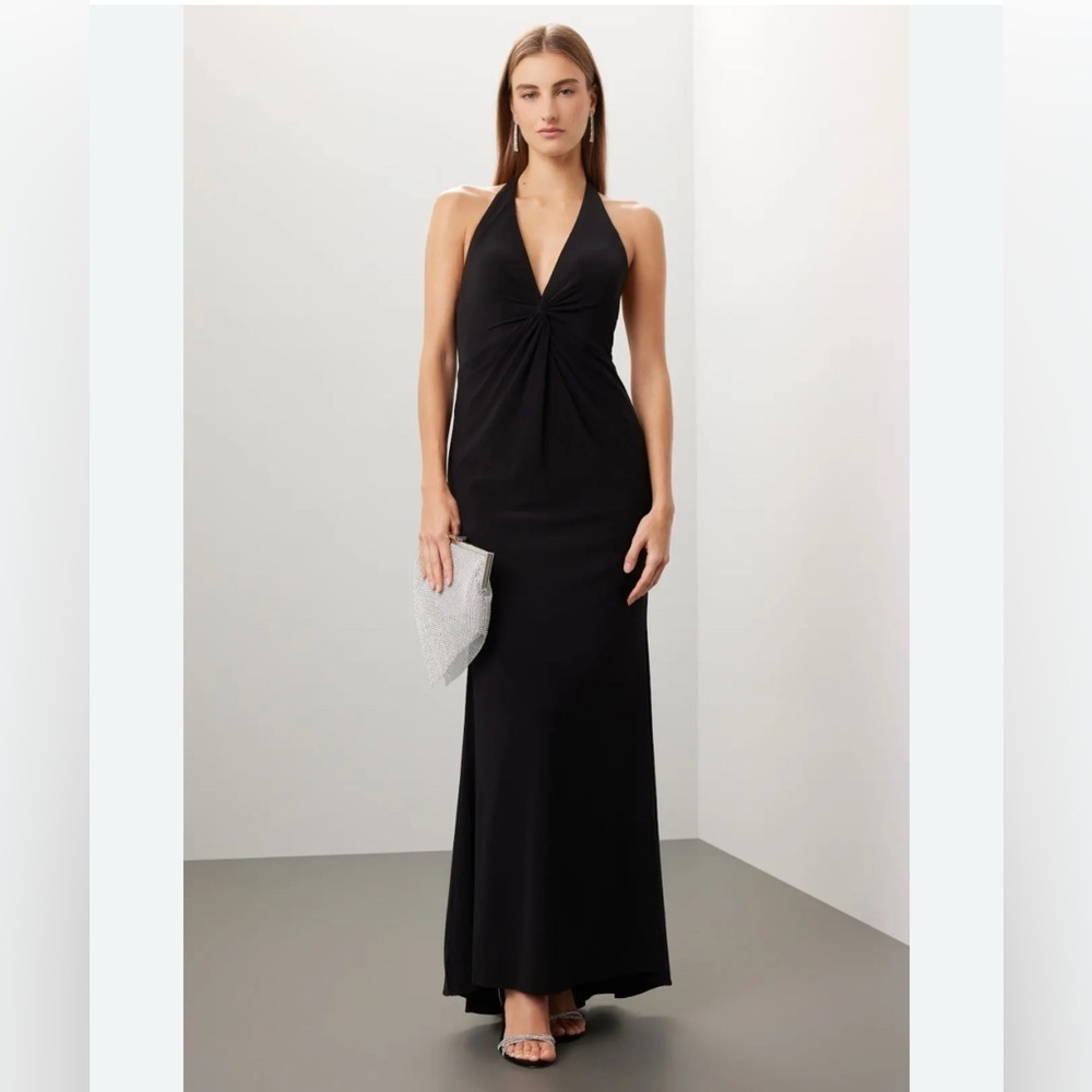 Kay Unger Black Halter Maxi Sundress Size 10